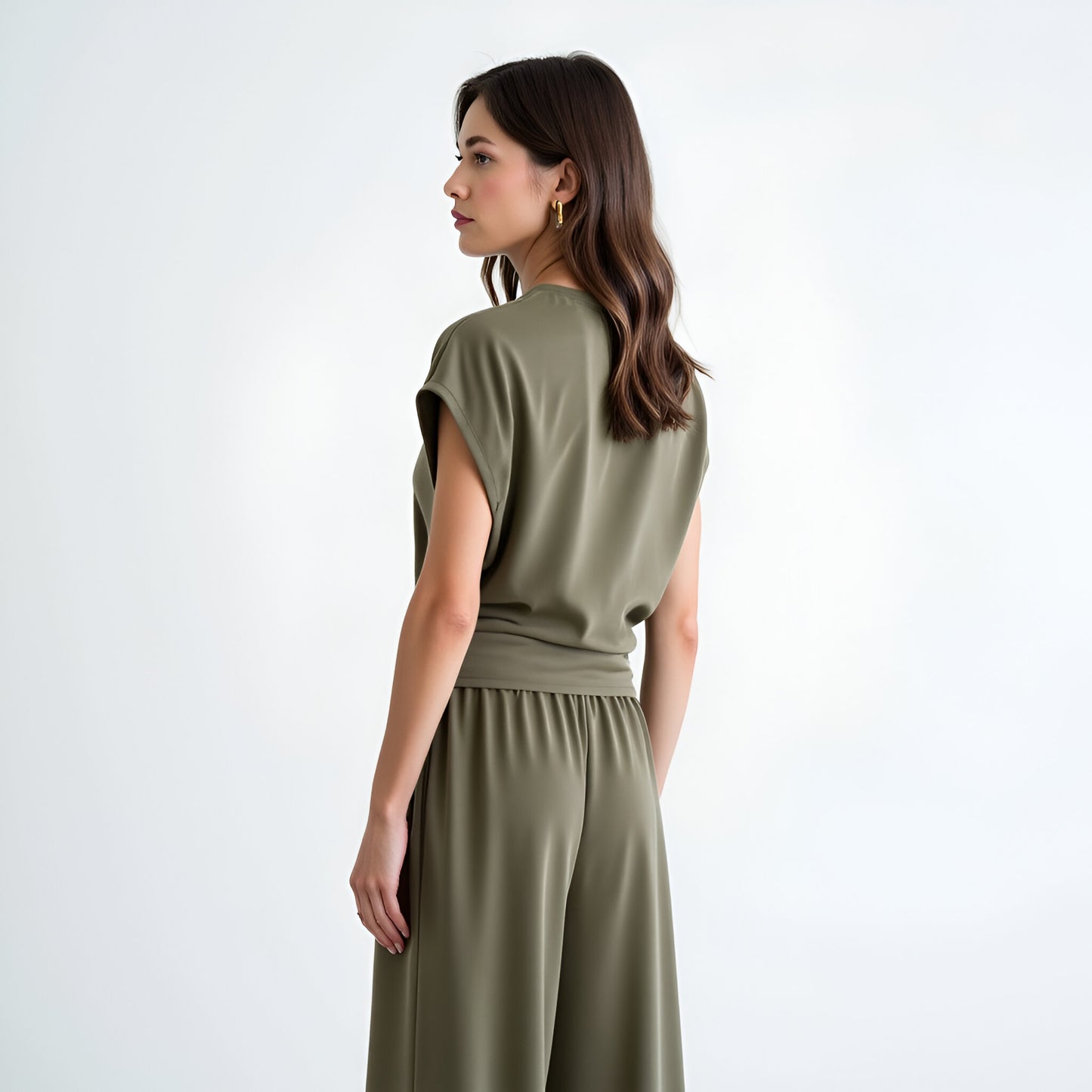 Ruched Side Cap Sleeve Top with Cinched Waist and Relaxed Fit