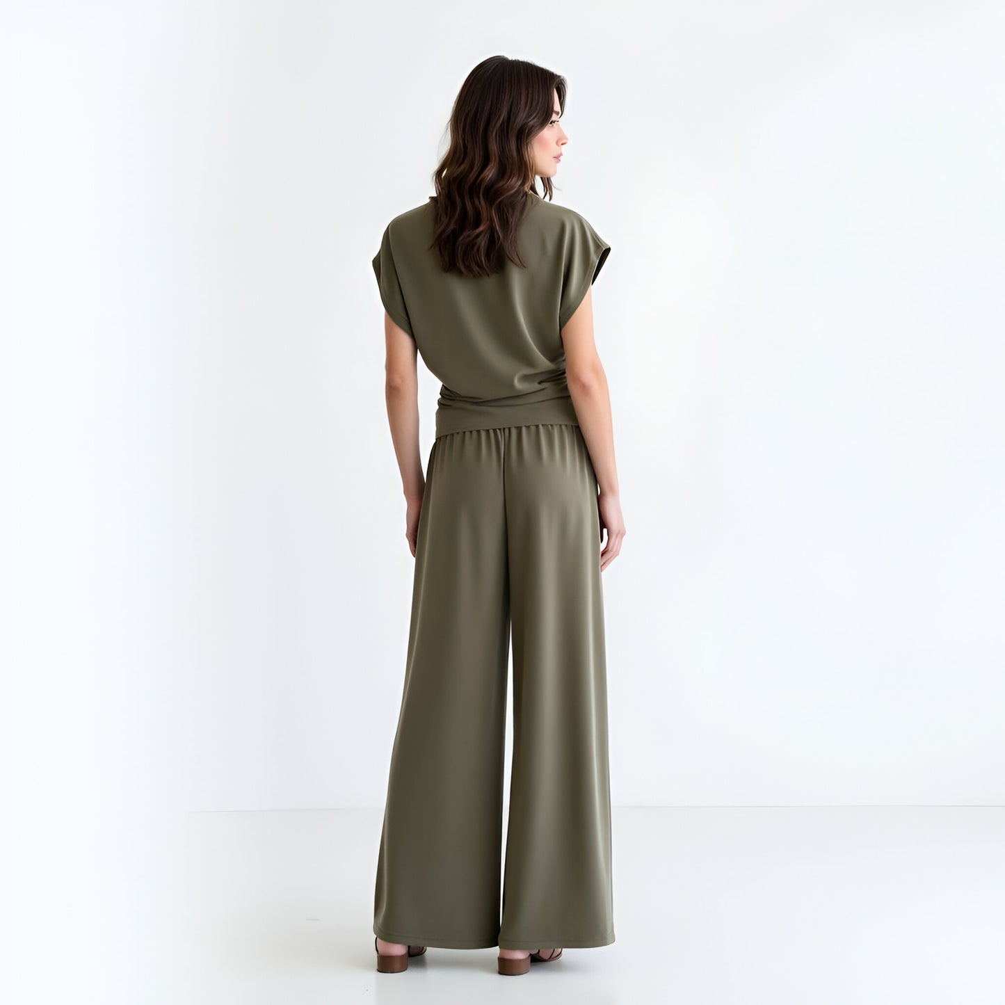 Ruched Side Cap Sleeve Top with Cinched Waist and Relaxed Fit