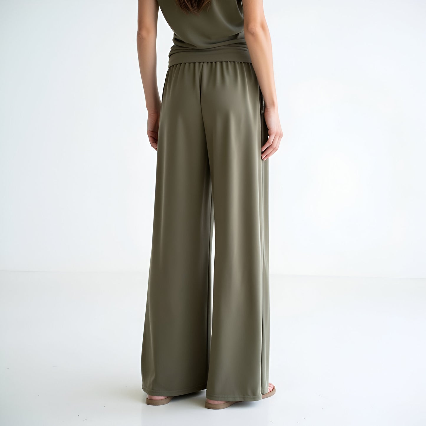 High Waist Wide-Leg Pants with Relaxed Fit