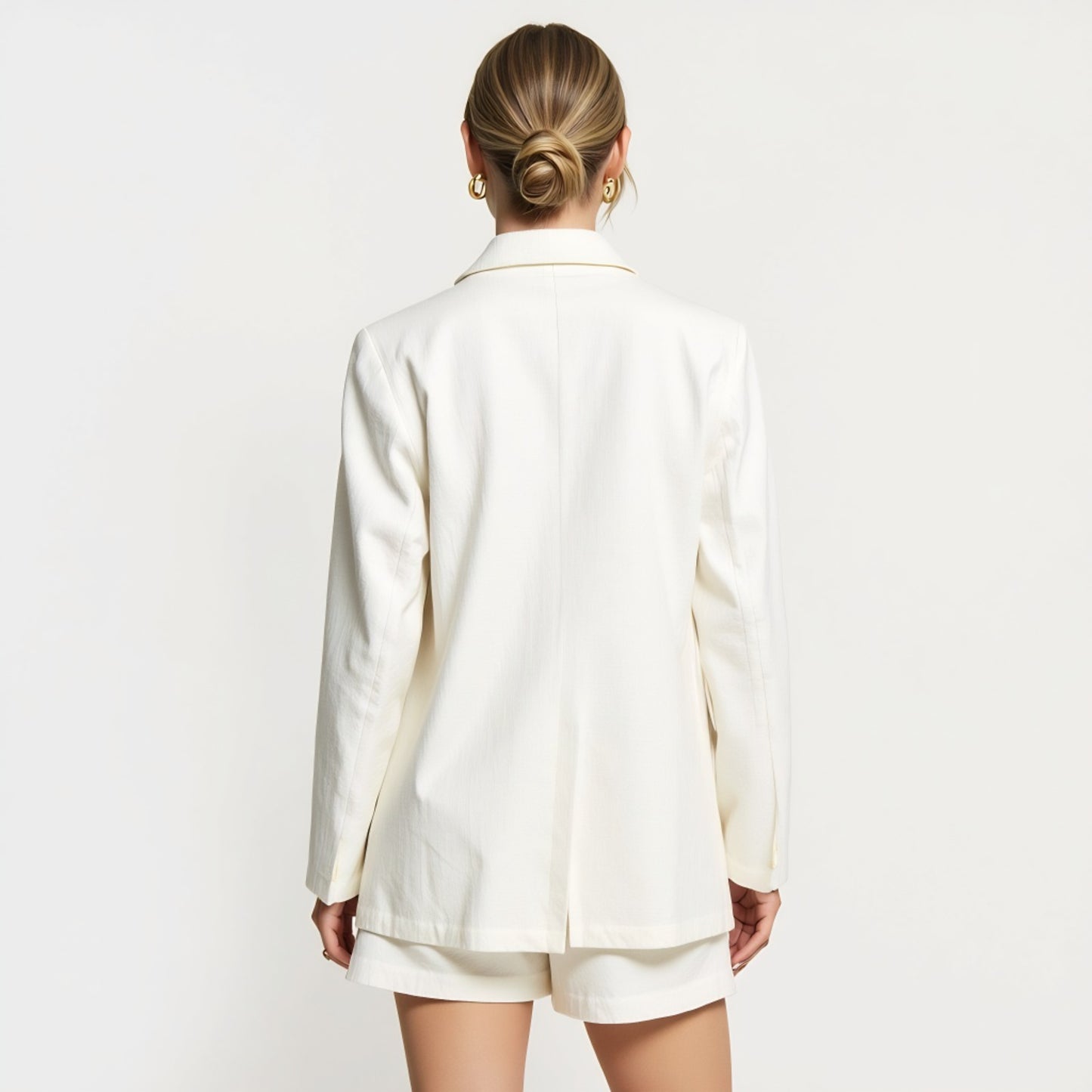 Single Button Blazer and Matching Elastic Waist Short Set