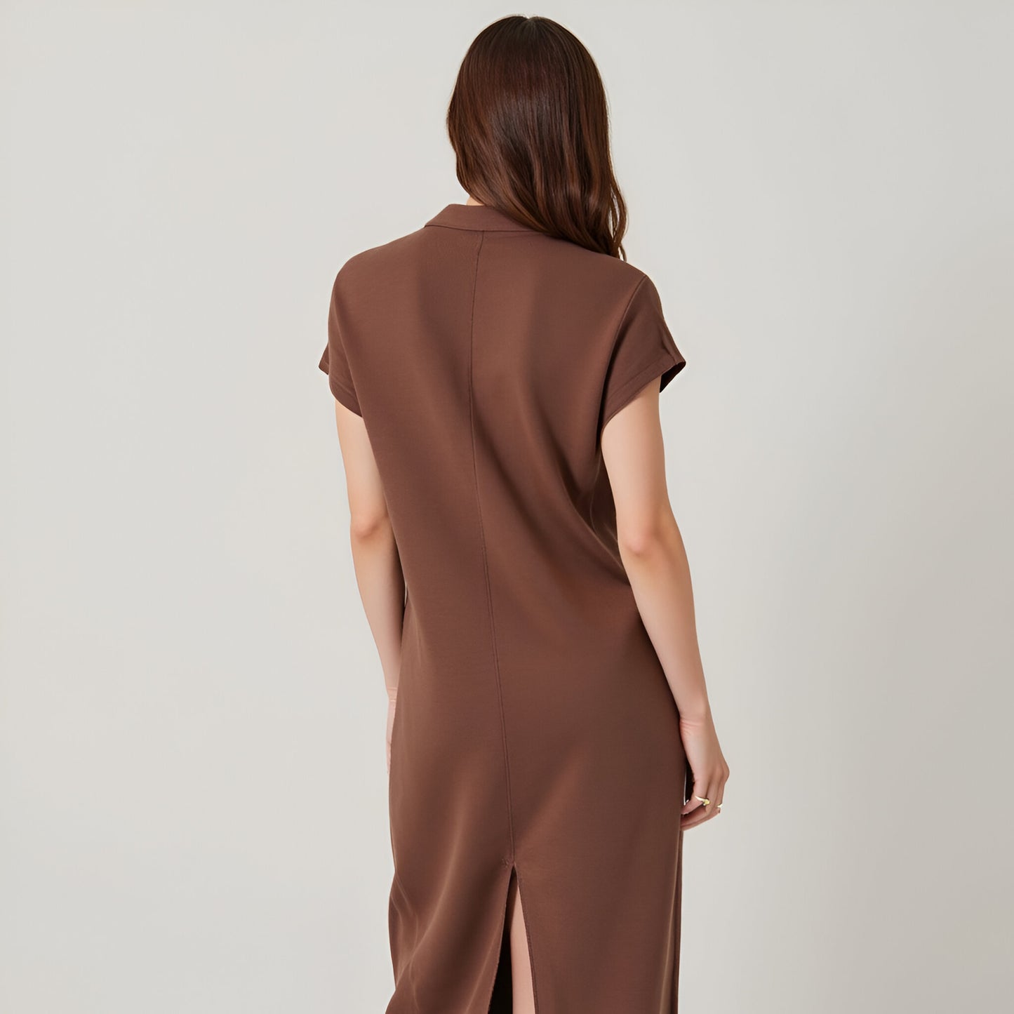 Knit Midi Cardigan with V-Neckline, Short Sleeves, Button Front and Adjustable Belt Loop