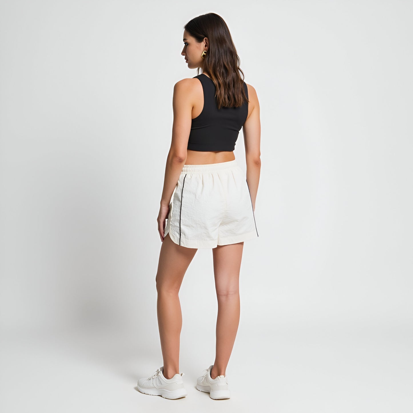 Drawstring Waist Relaxed Shorts with Side Piping and Pockets