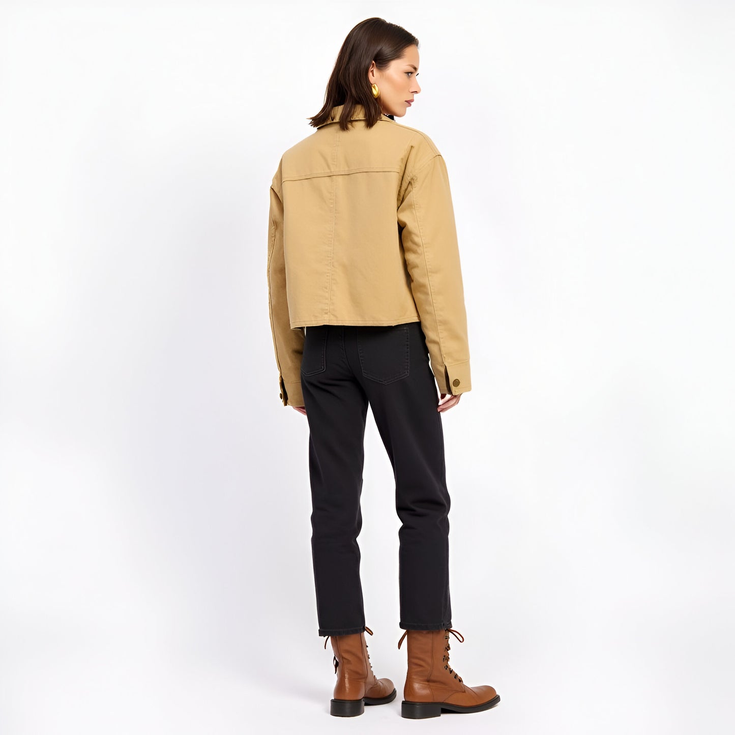 Utility Jacket with Corduroy Collar and Front Patch Pockets