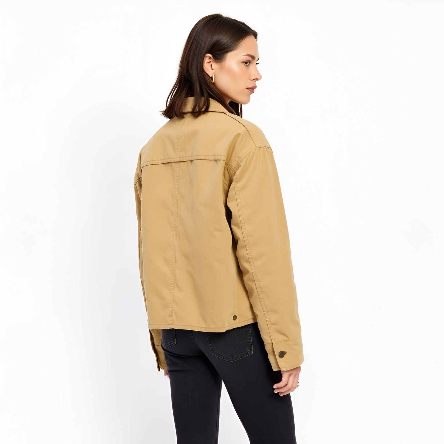 Utility Jacket with Corduroy Collar and Front Patch Pockets