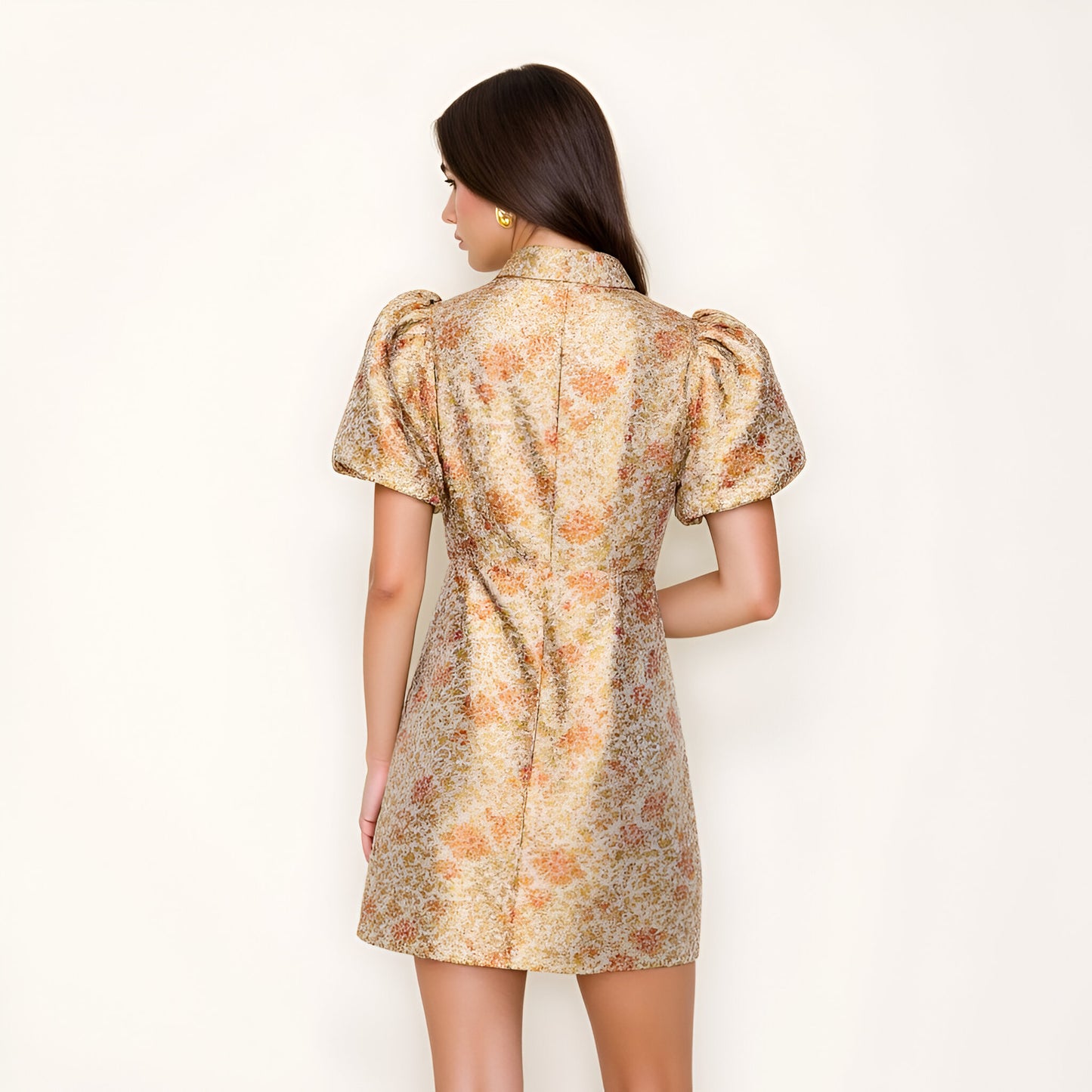 Floral Puff Sleeve Mini Dress with Fitted Silhouette
