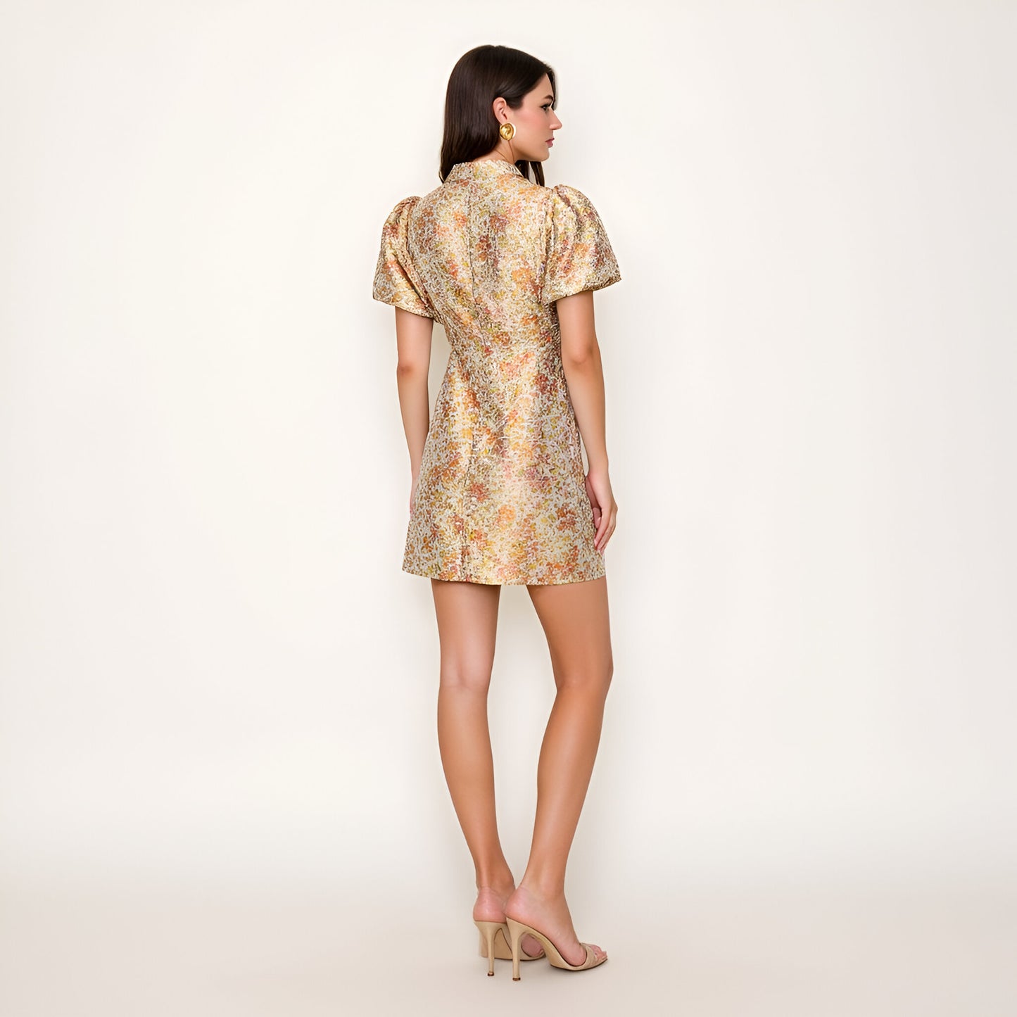 Floral Puff Sleeve Mini Dress with Fitted Silhouette