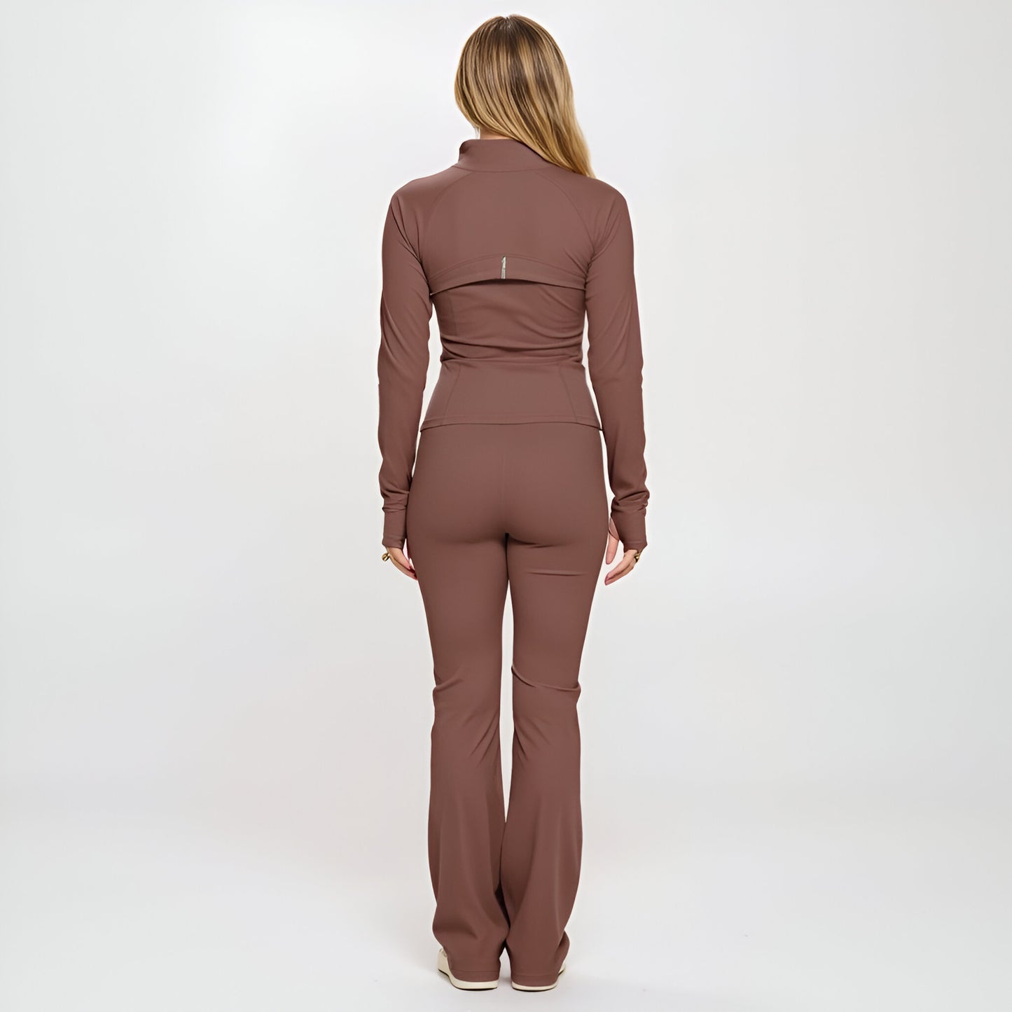 Zip Front Jacket with Matching Flare Leg Activewear Jumpsuit