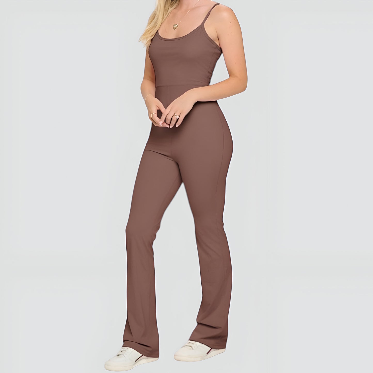 Zip Front Jacket with Matching Flare Leg Activewear Jumpsuit