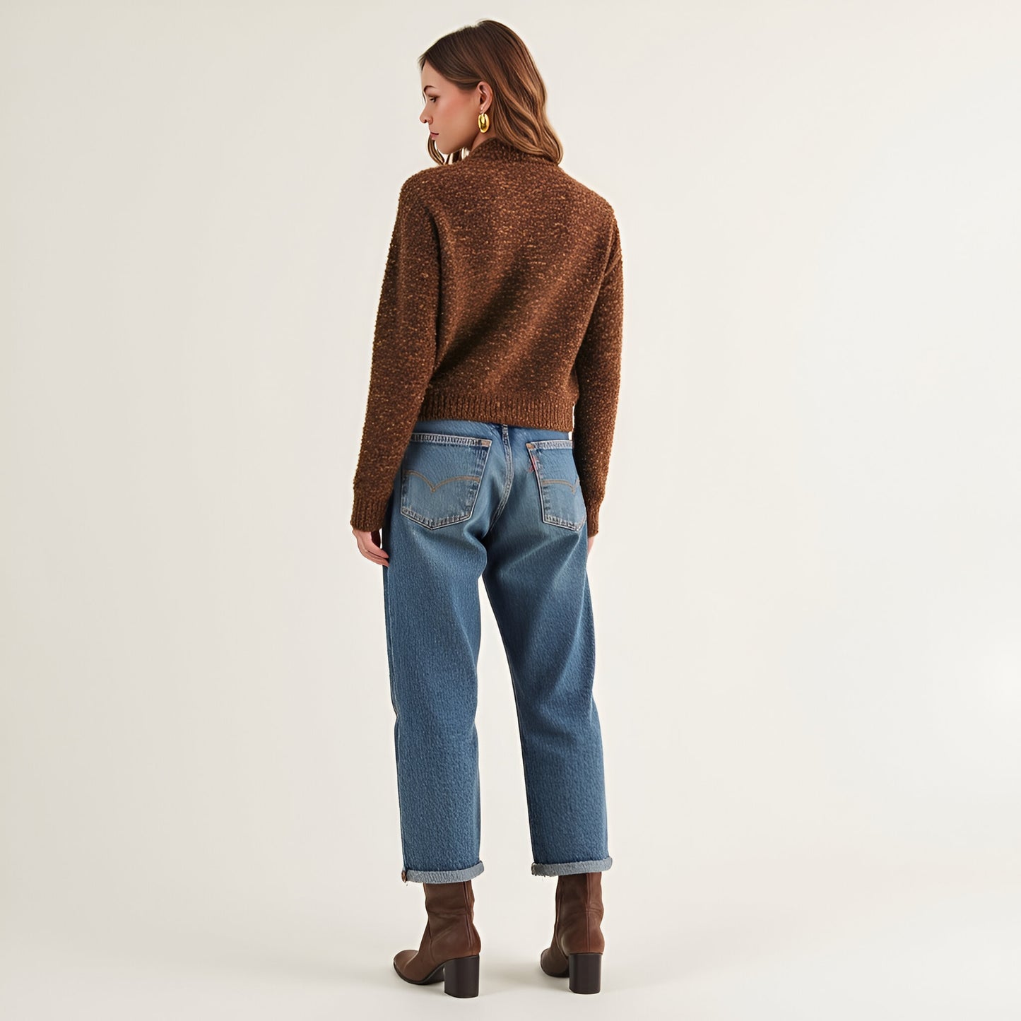 Textured Knit Button-Up Cardigan with Tie Neck Detail
