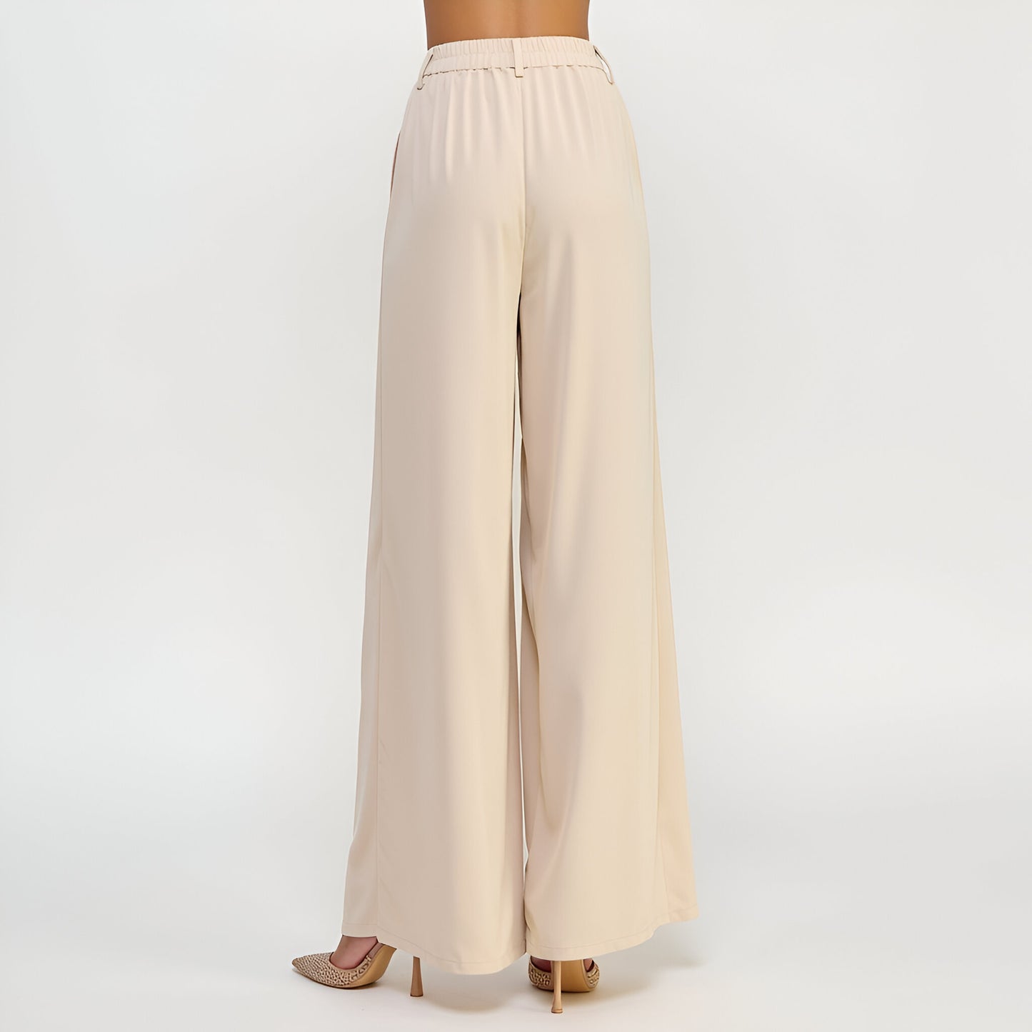 Wide-Leg High Waist Trousers with Pleated Front and Relaxed Tailored Fit
