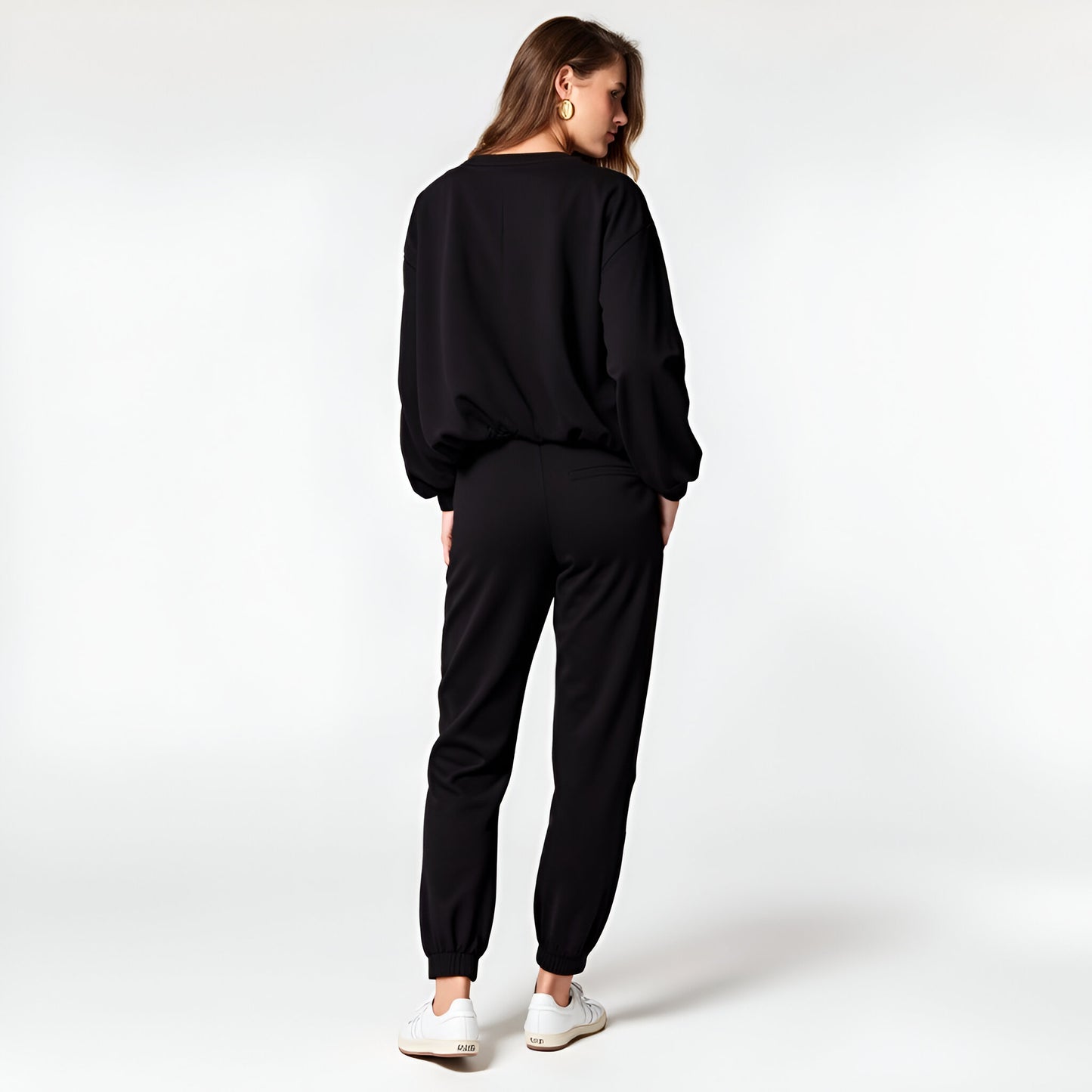Bow Embroidered Sweatshirt and Jogger Set with Drawstring Waist and Pockets