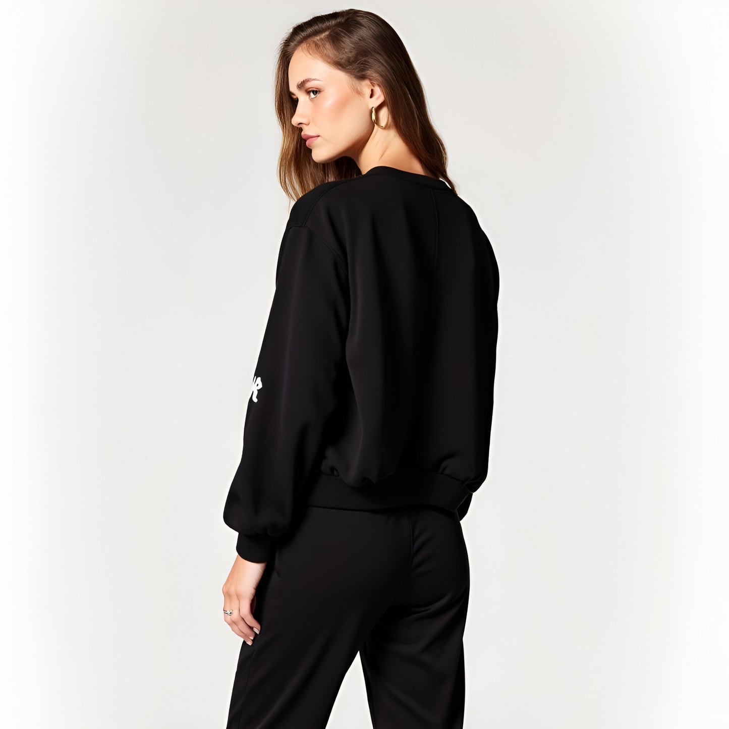 Bow Embroidered Sweatshirt and Jogger Set with Drawstring Waist and Pockets