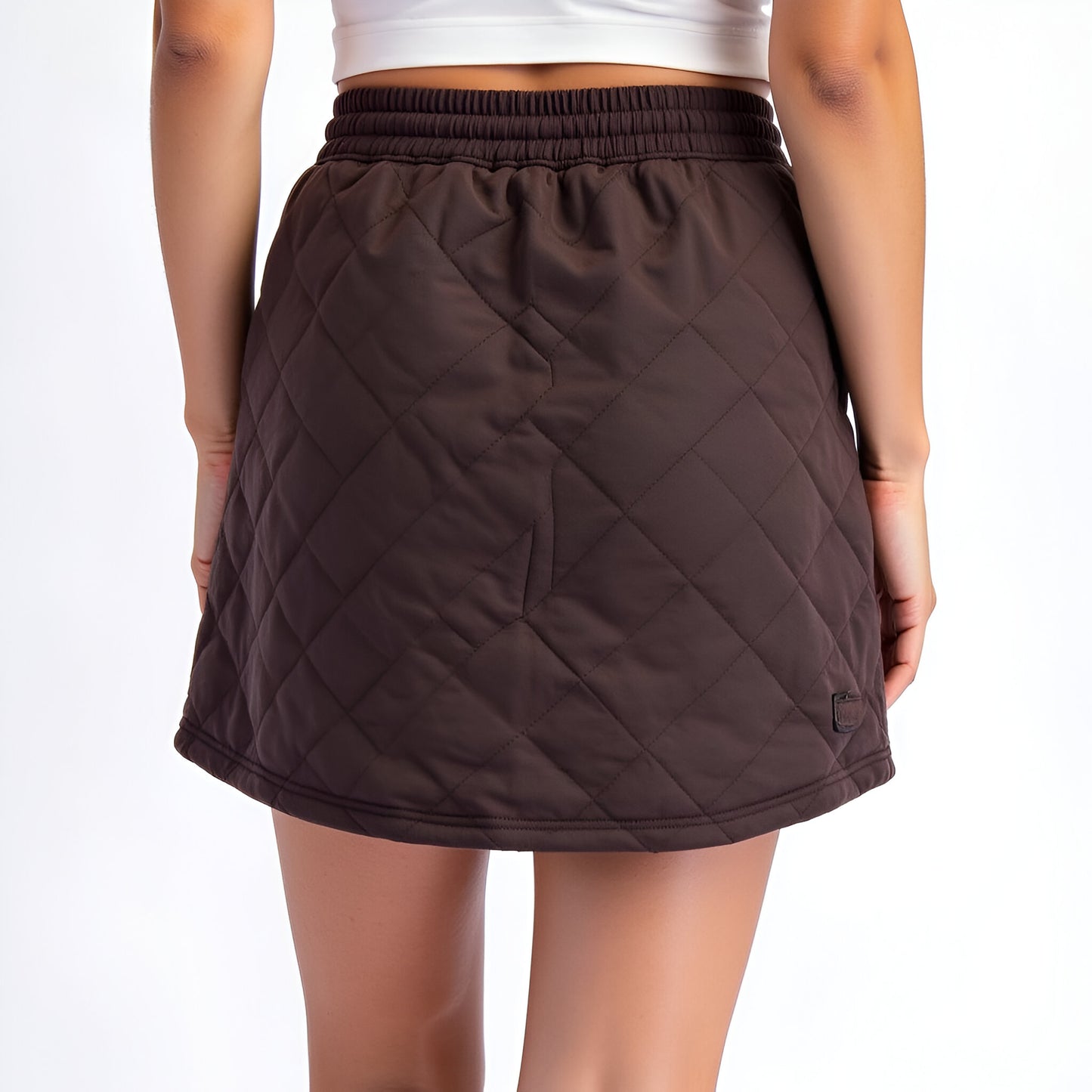 Quilted Knit Skort with Drawstring Waist and Side Pockets