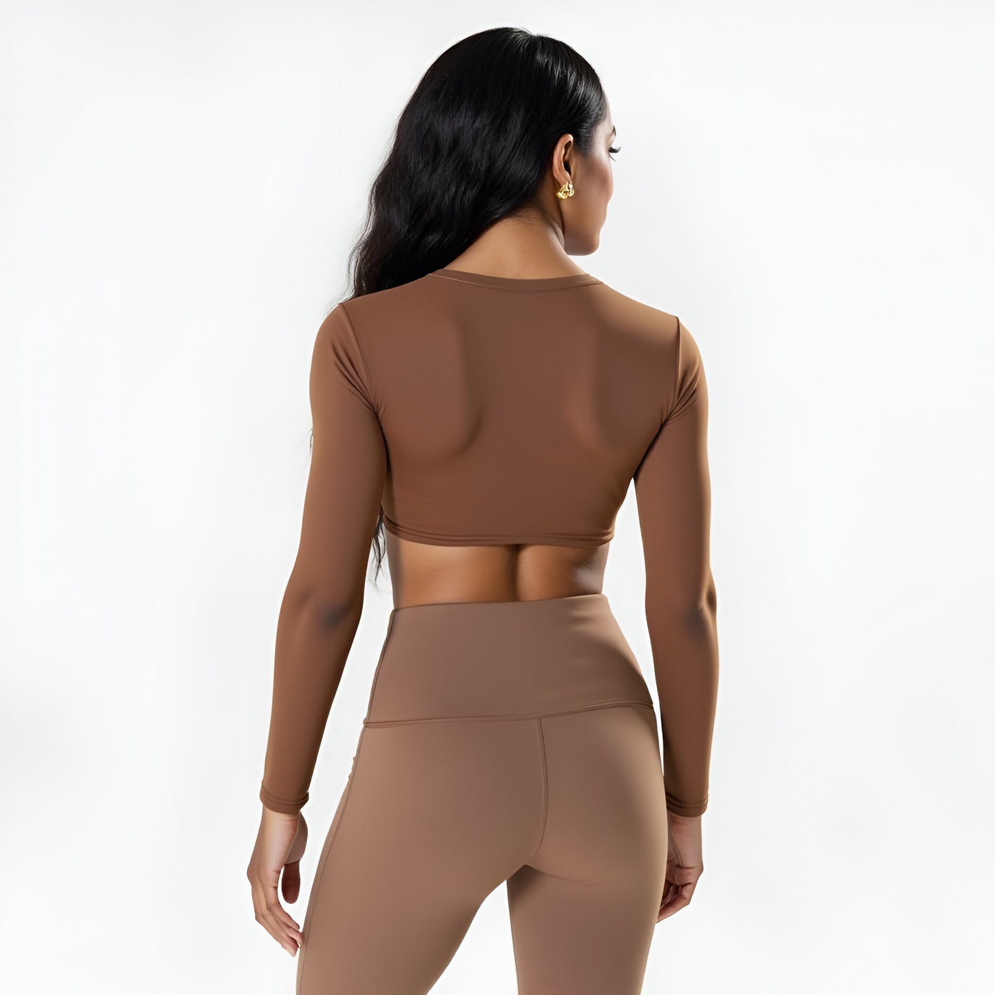 Active Long Sleeve Twist-Front Crop Top