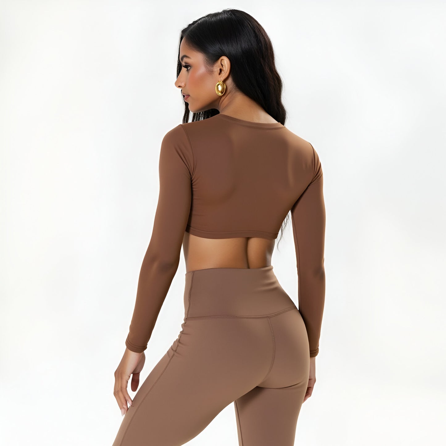 Active Long Sleeve Twist-Front Crop Top