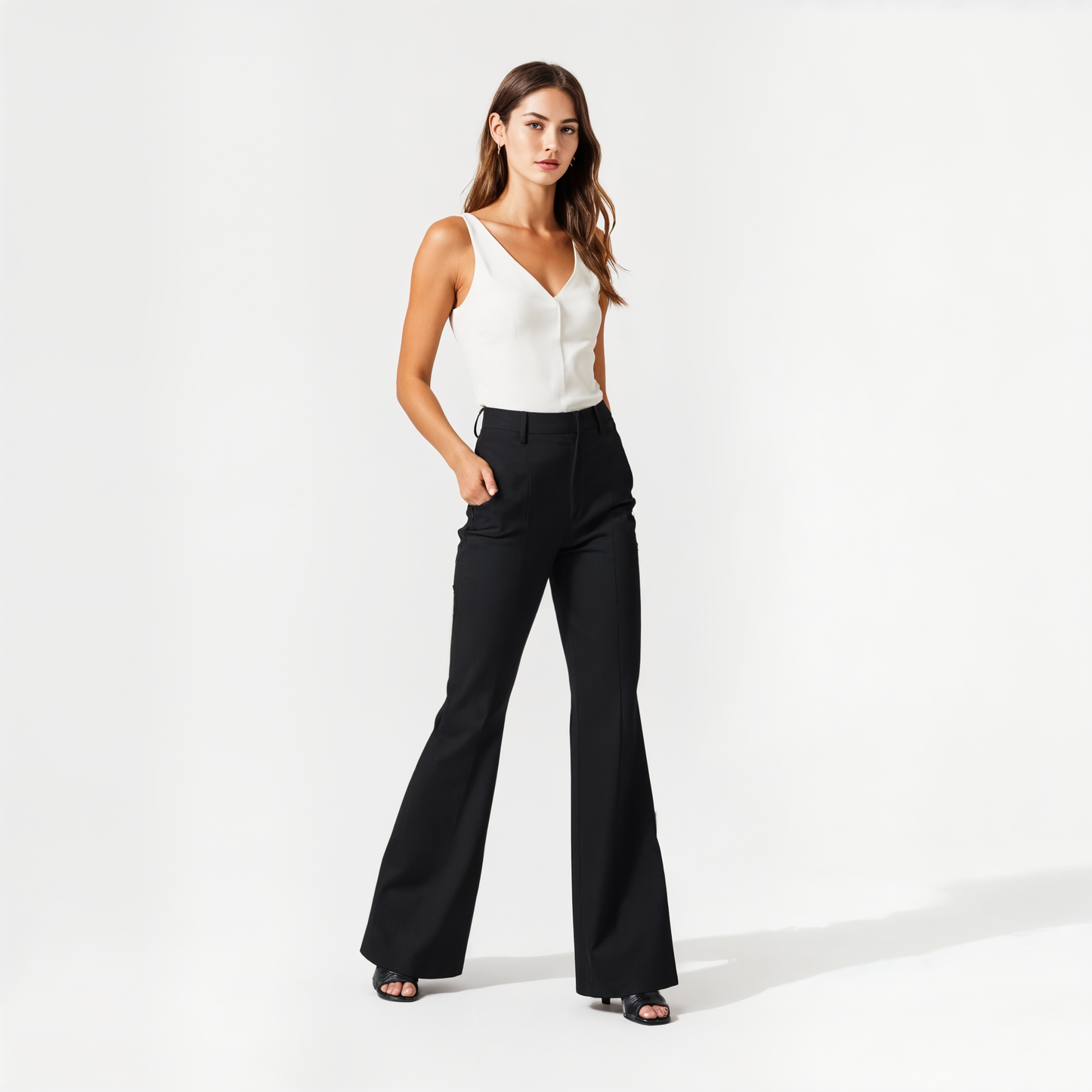 High-Waisted Wide-Leg Trousers with Tailored Fit and Pockets