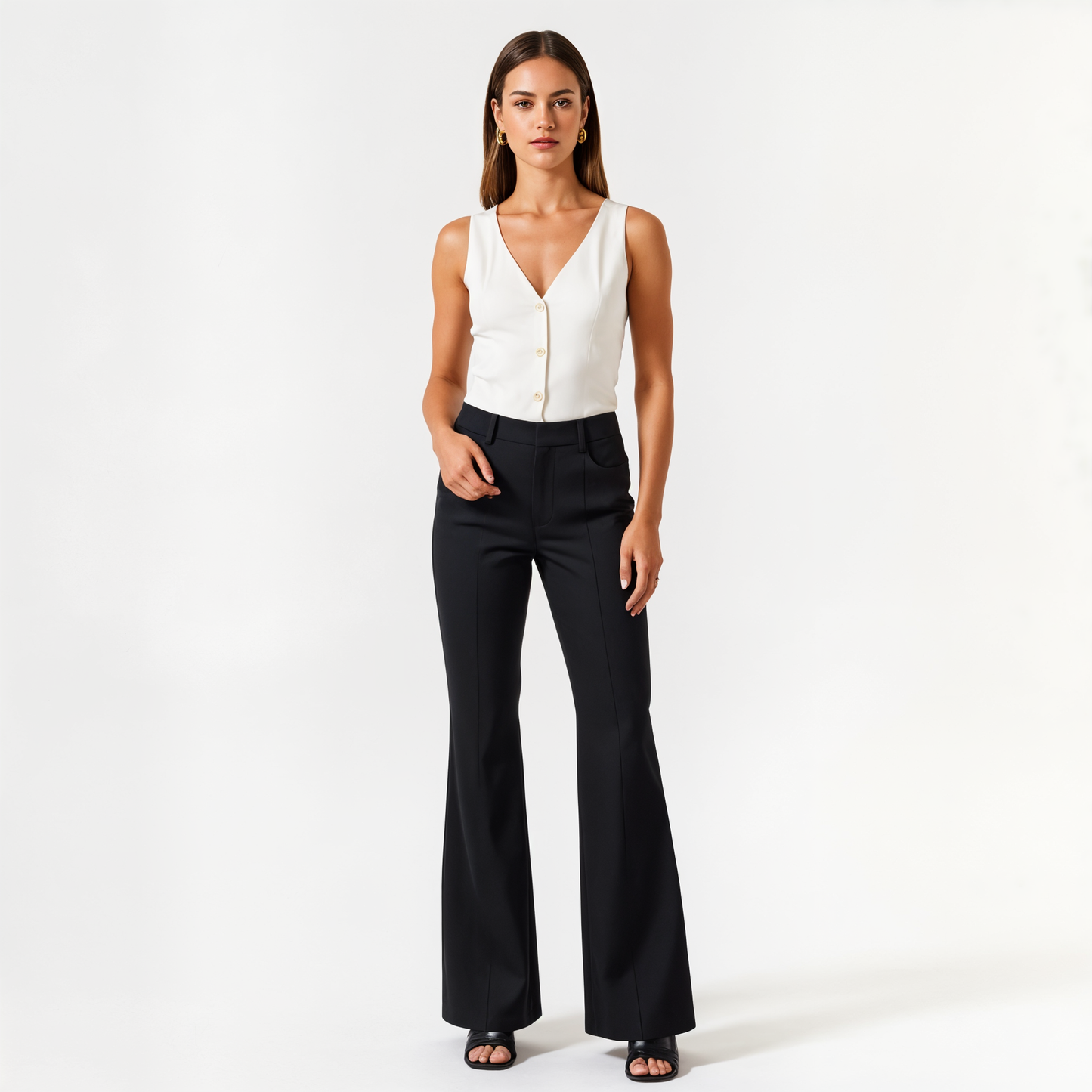 High-Waisted Wide-Leg Trousers with Tailored Fit and Pockets