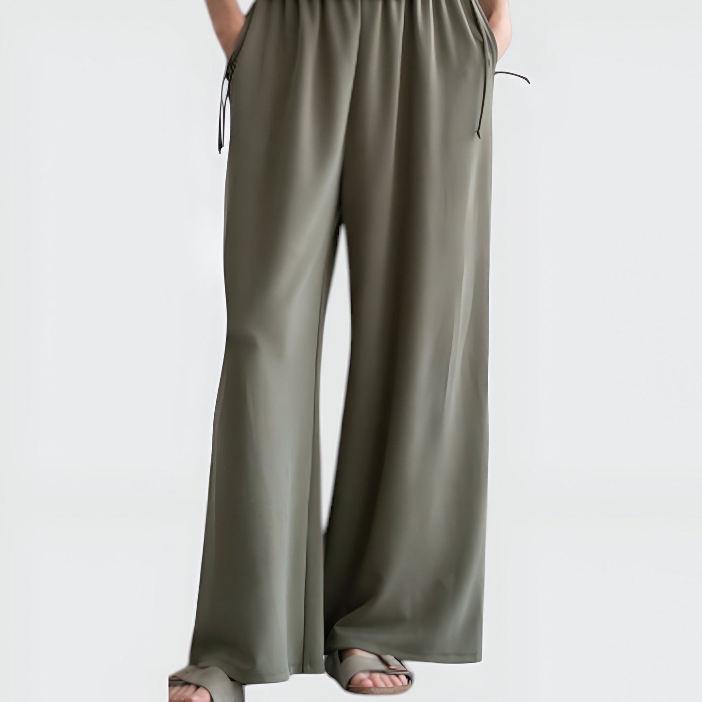 High Waist Wide-Leg Pants with Relaxed Fit