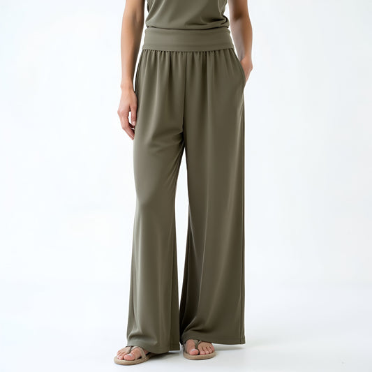High Waist Wide-Leg Pants with Relaxed Fit