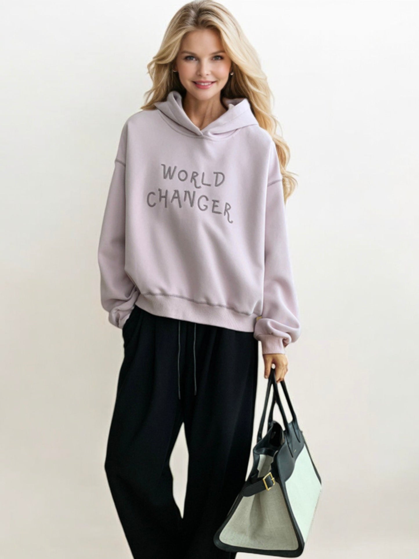 World Changer Graphic Hoodie with Relaxed Fit and Drop Shoulders