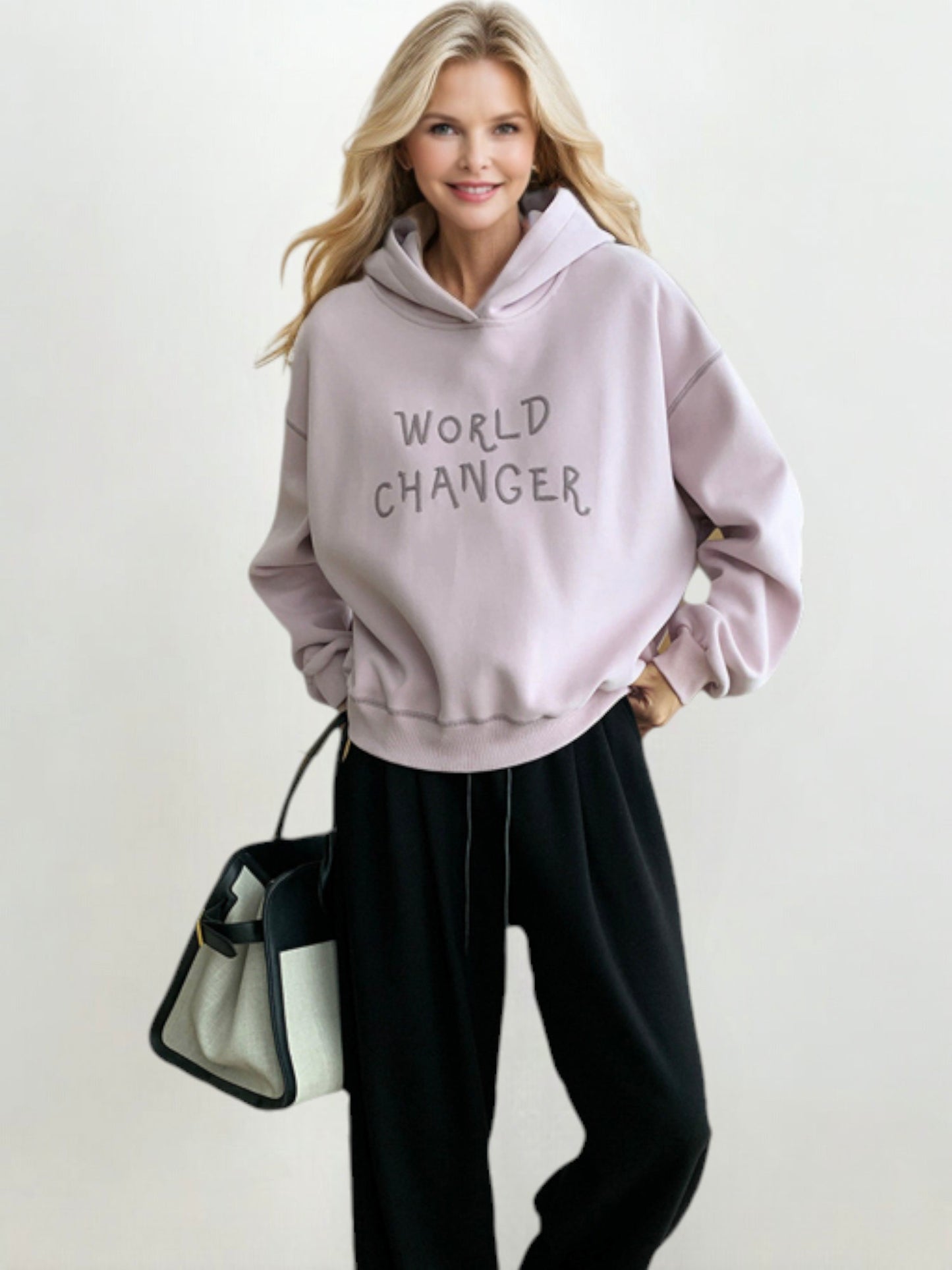 World Changer Graphic Hoodie with Relaxed Fit and Drop Shoulders