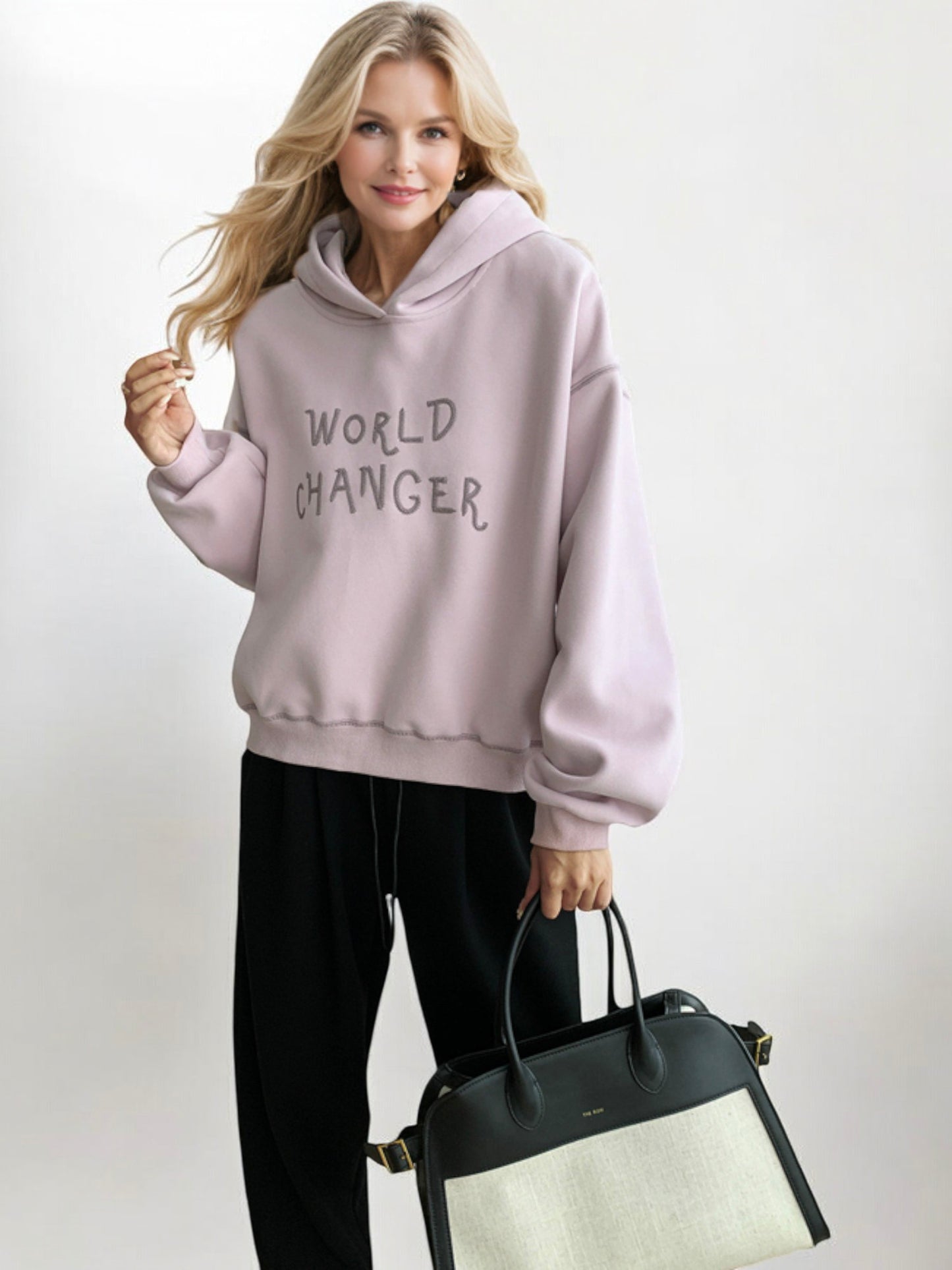 World Changer Graphic Hoodie with Relaxed Fit and Drop Shoulders