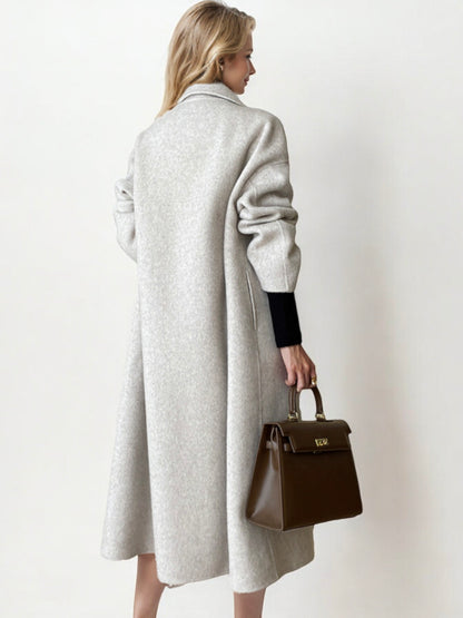 Double-Breasted Wool Blend Long Coat