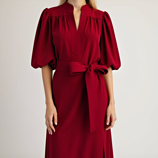 Short Sleeve Mini Dress with Belted Waist and Utility Pockets