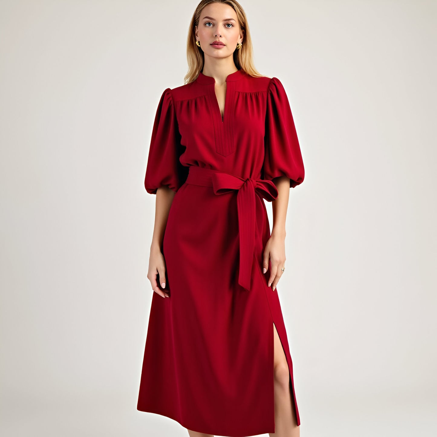 Short Sleeve Mini Dress with Belted Waist and Utility Pockets