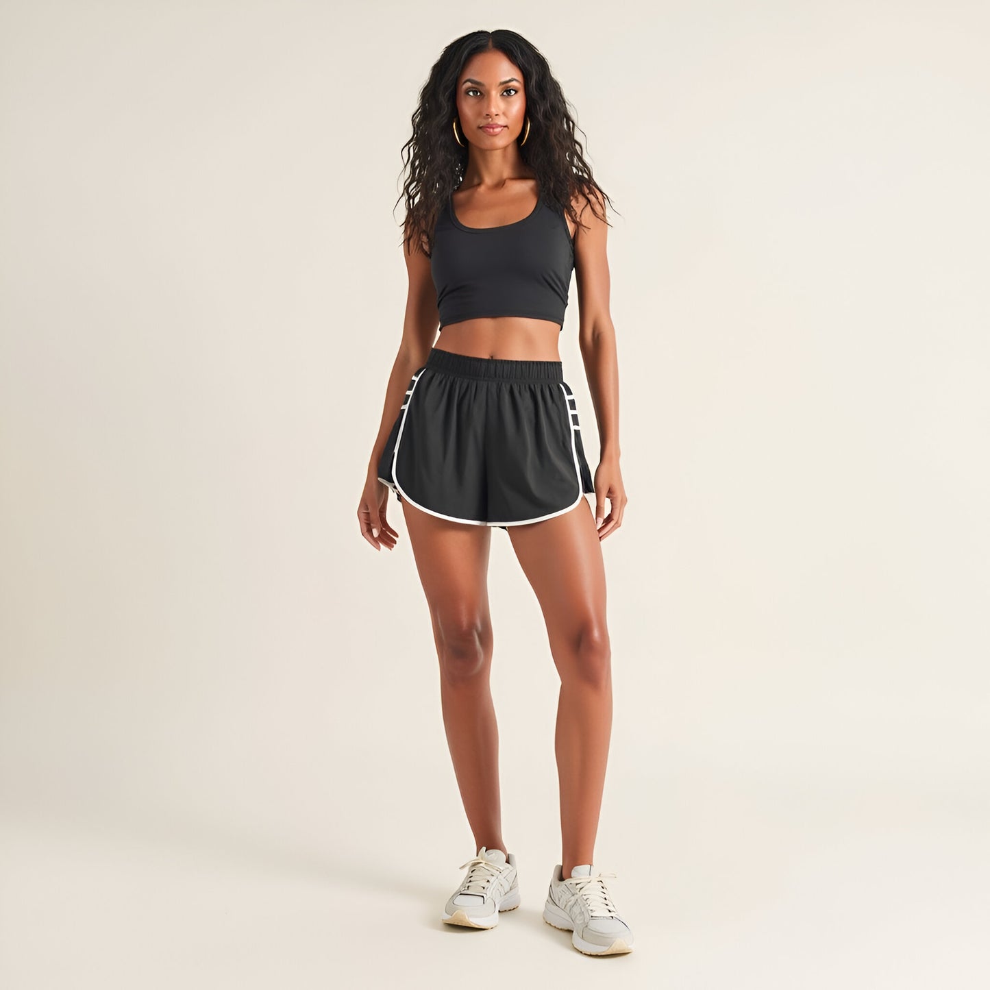 Athletic Pleated Running Shorts with Contrast Trim and Stretch Waistband